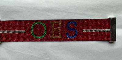 OES Eastern Star Austrian Crystal Cuff Bracelet Red
