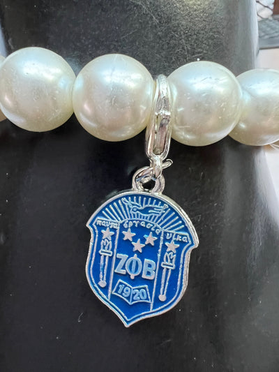 Zeta Phi Beta Pearl Shield Elastic Bracelet