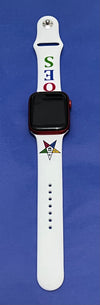 OES Eastern Star Silicone Watch Band for Apple Watch Size 42/44/45 MM White