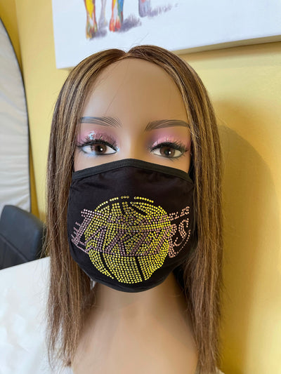 Los Angeles Lakers Rhinestone Bling Face Mask Washable