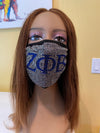 Zeta Phi Beta Full Rhinestone Face Mask Clear