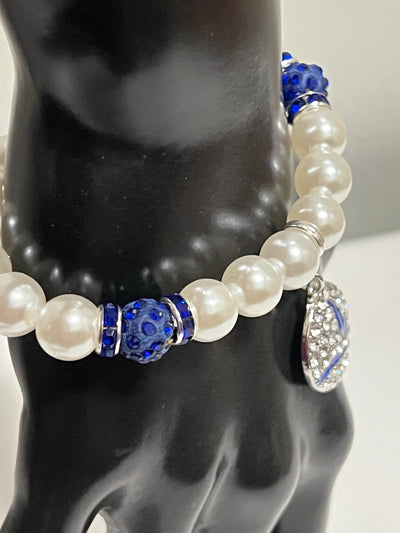 Zeta Phi Beta Dove Charm Bracelet - Pearl Beaded Bracelet - D9 Greeks