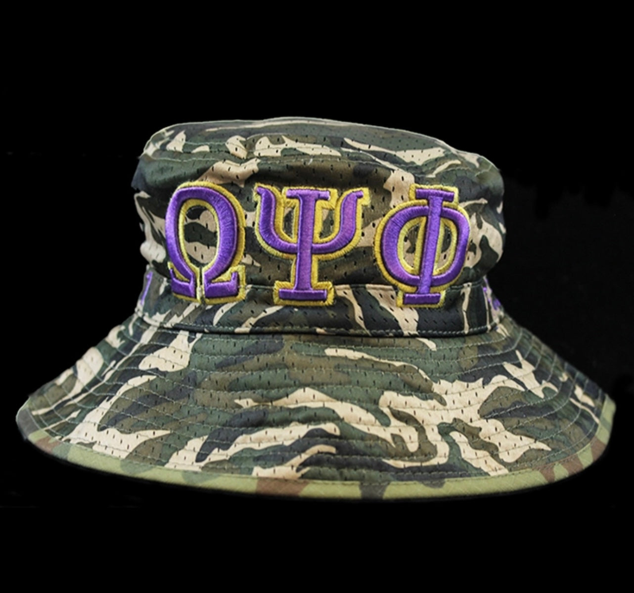 Omega Psi Phi Embroidered Bucket Hat Camouflage