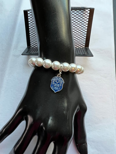 Zeta Phi Beta Pearl Shield Elastic Bracelet