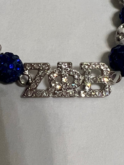 ZPB Rhinestones Encrusted Beaded Bracelet - Zeta Phi Beta - D9 Greeks