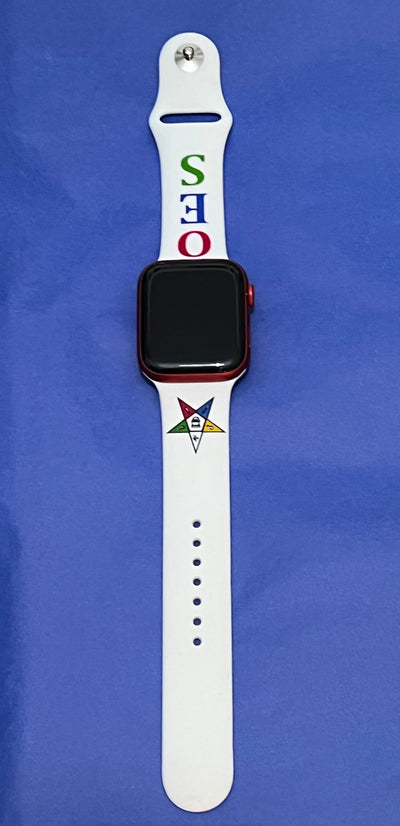 OES Eastern Star Silicone Band - White Apple Watch Band - D9 Greeks