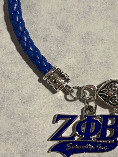 Zeta Phi Beta Bling ZPB Leather Charm Bracelet