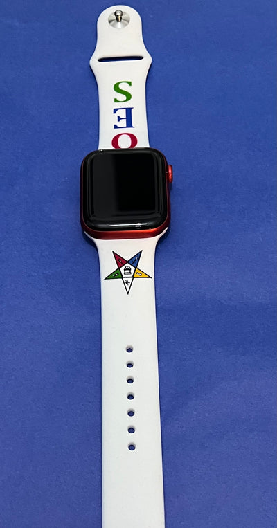 OES Eastern Star Silicone Band - White Apple Watch Band - D9 Greeks