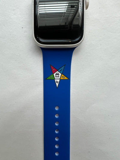OES Eastern Star Silicone Watch Band for Apple Watch Size 38/40/41 MM Blue