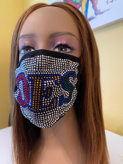 OES Eastern Star Face Mask - Rhinestone Bling Face Mask - D9 Greeks