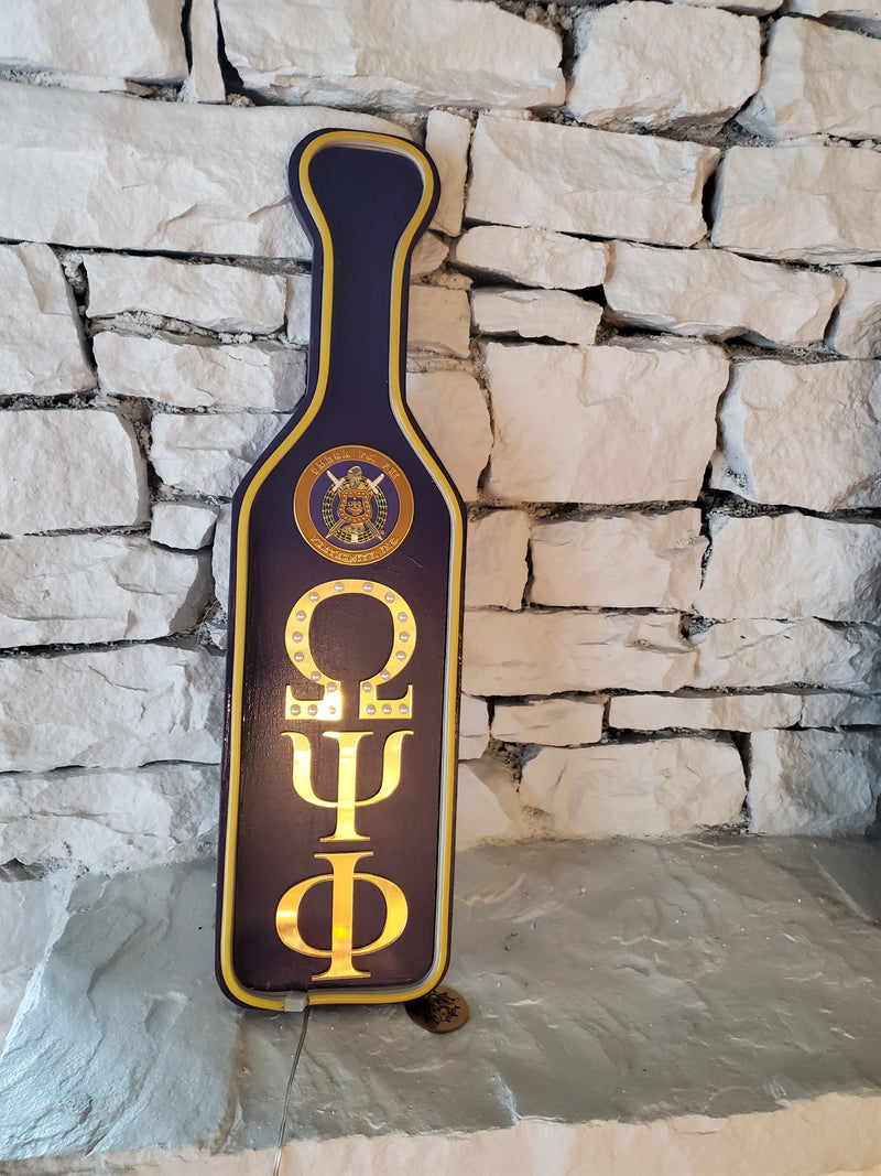 Omega Psi Phi LED Wooden Paddle Purple