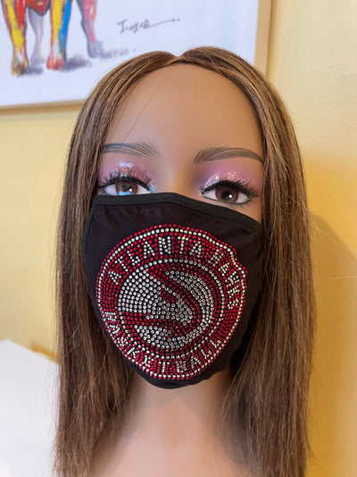 Atlanta Hawks Rhinestone Bling Face Mask Washable